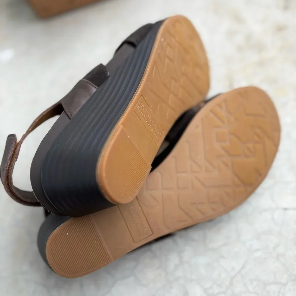 SAS Sedona Sandals Wedges Shoes Woodlands Brown Leather Suede NWOB 11